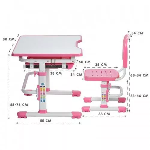 Комплект парта и стул (растущие) RIFFORMA SET-10 Розовый