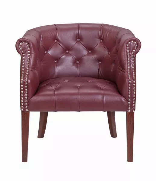 Стул-кресло из кожи Grace Красно-коричневое