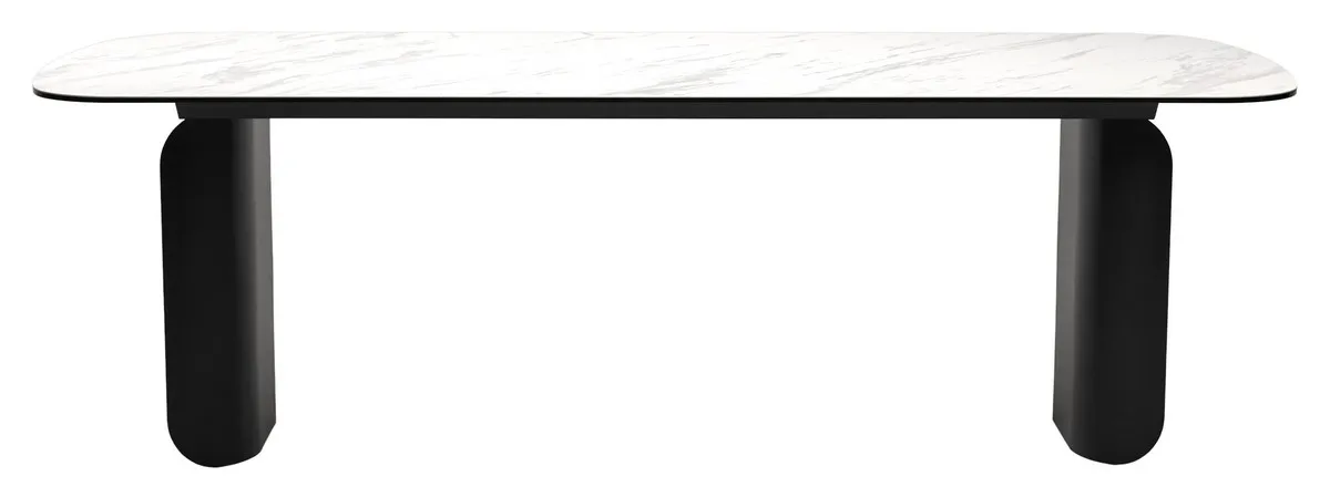 Стол NORD 240 MARBLES KL-99 Белый мрамор итальянская керамика / черный каркас