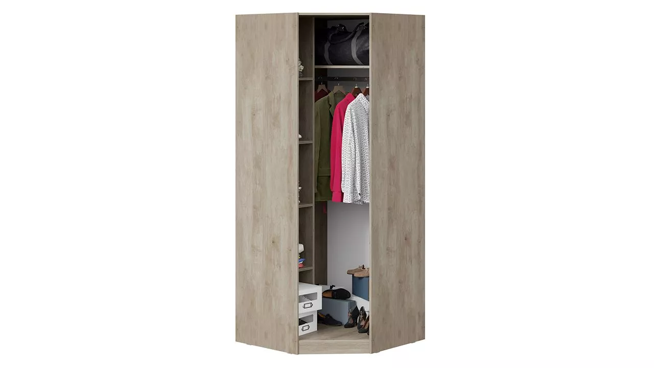 Шкаф для одежды угловой с зеркальной дверью левый баттл рок Эмбер СМ-348.07.007 L