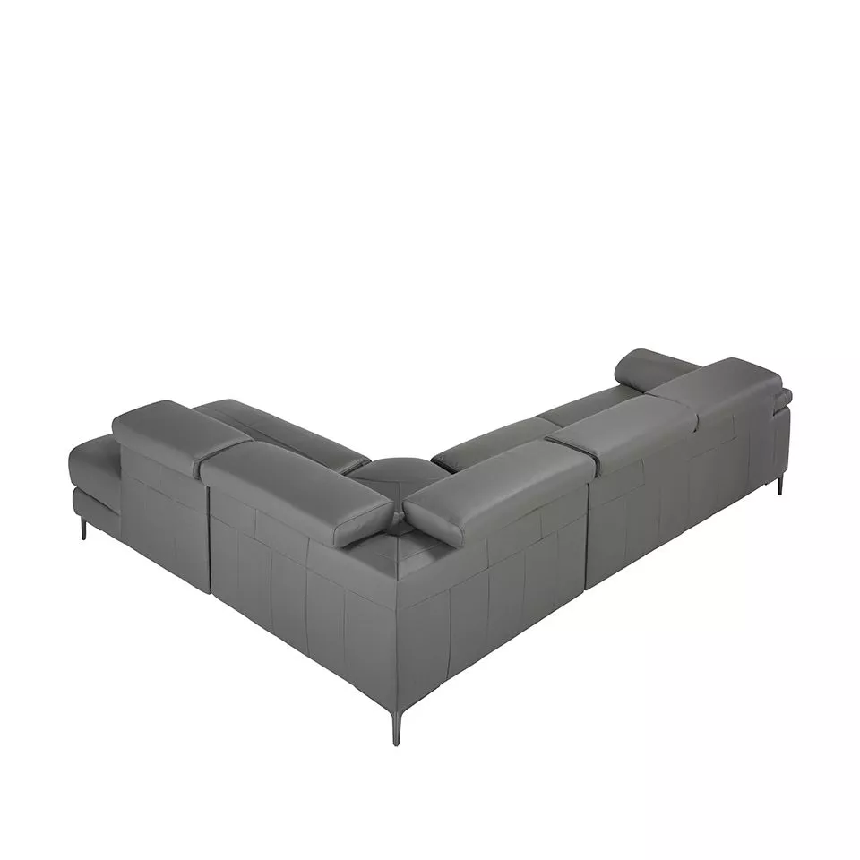 Угловой диван с реклайнером Angel Cerda 5320-R-M9019 /6111 серый кожаный