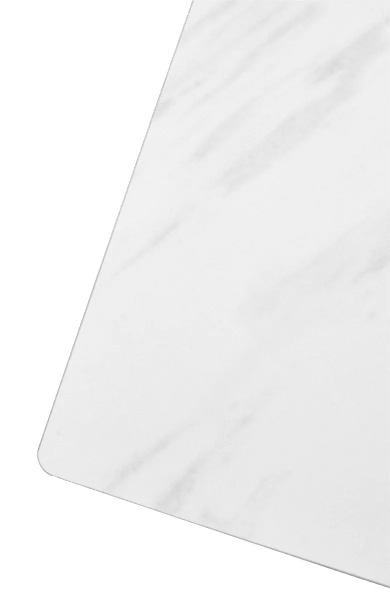 Стол FONDI 180 MARBLES KL-99 Белый мрамор матовый итальянская керамика/ черный каркас