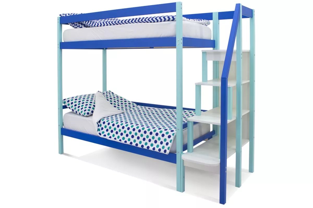 Двухъярусная кровать Svogen мятный-синий