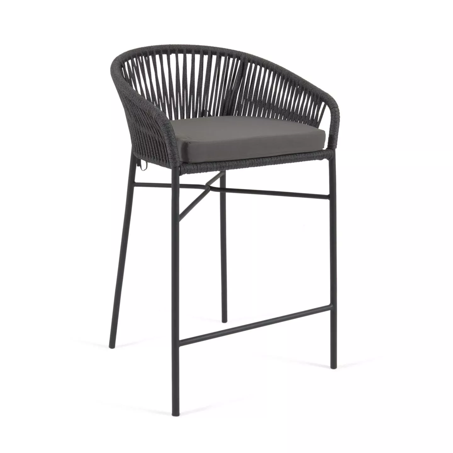 Веревочный барный стул La Forma Yanet черного цвета 75 см