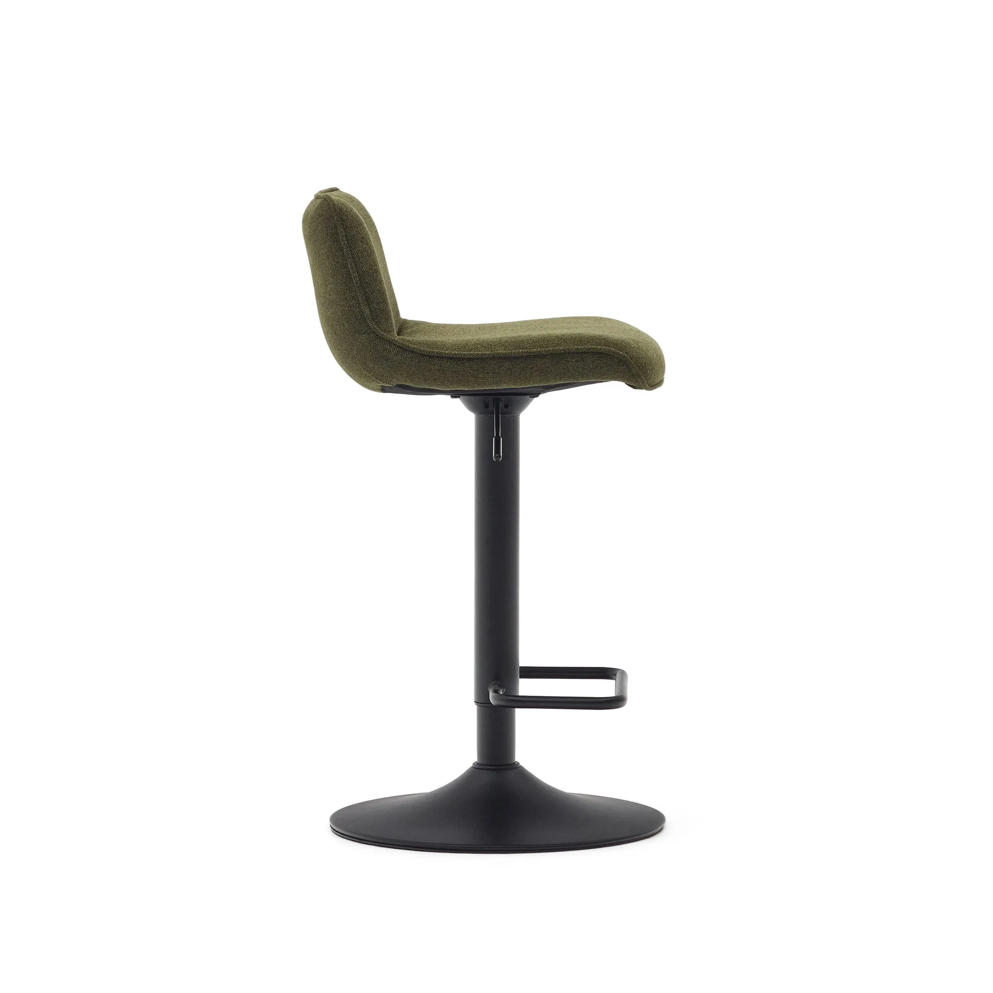 Барный стул La Forma Zenda темно-зеленый шенилл и матовая черная сталь 81-102 см 166651