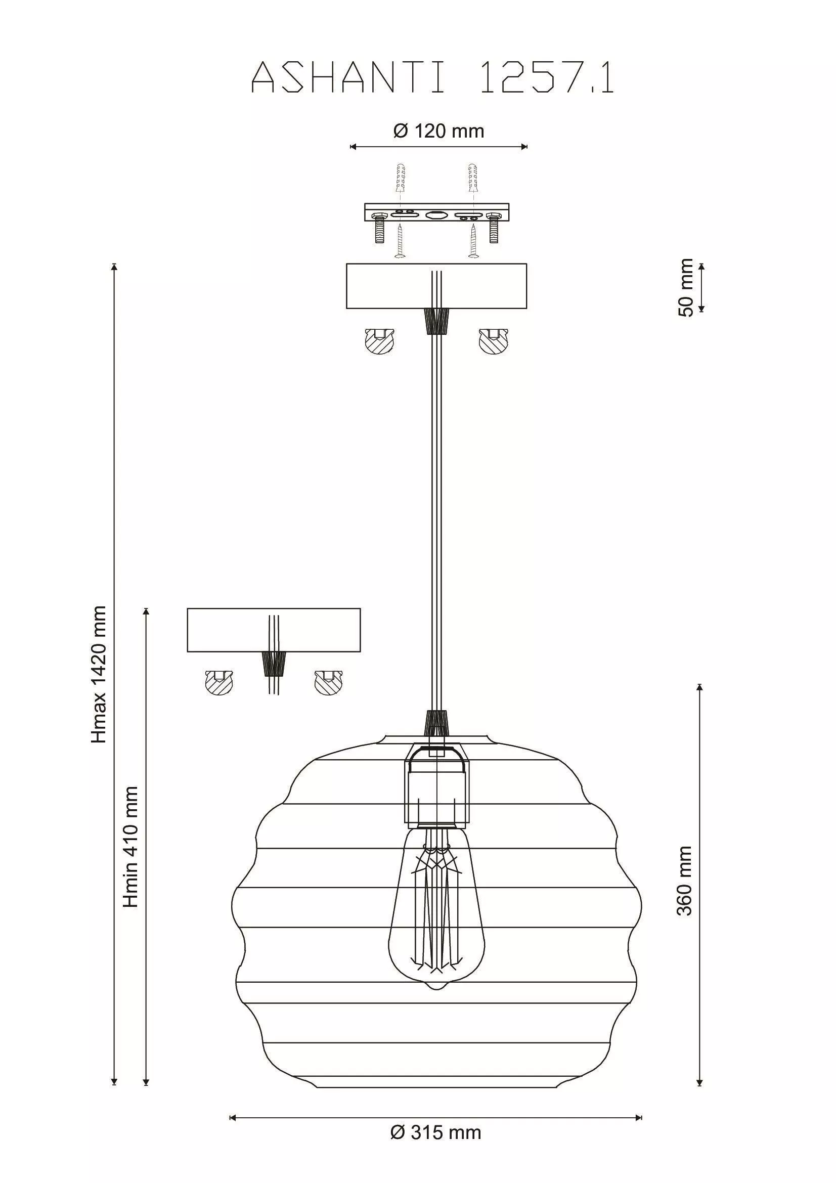 Подвесной светильник Lucia Tucci ASHANTI 1257.1