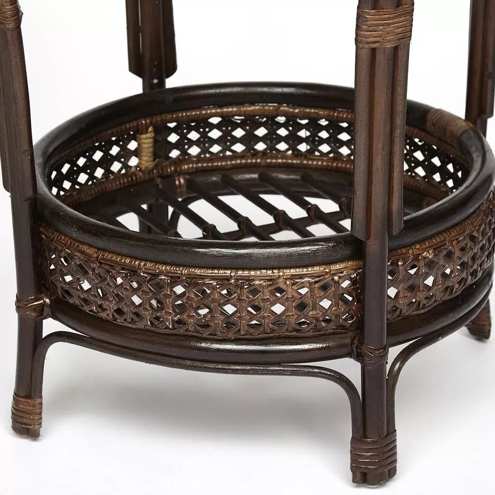 ТЕРРАСНЫЙ КОМПЛЕКТ PELANGI (стол со стеклом + 2 кресла) без подушек грецкий орех