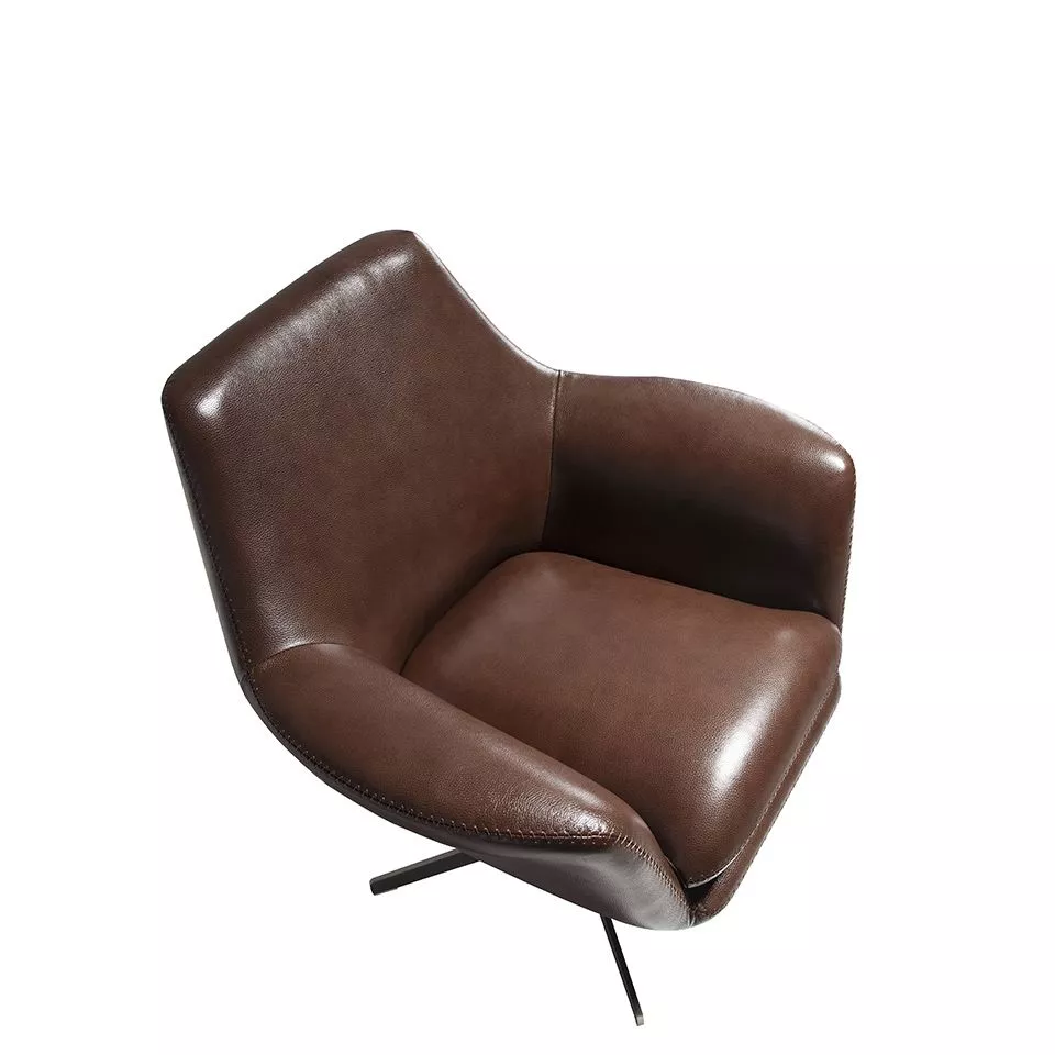 Поворотное кресло Angel Cerda 5093/A832-M1595 кожаное с ножкой из полированной стали