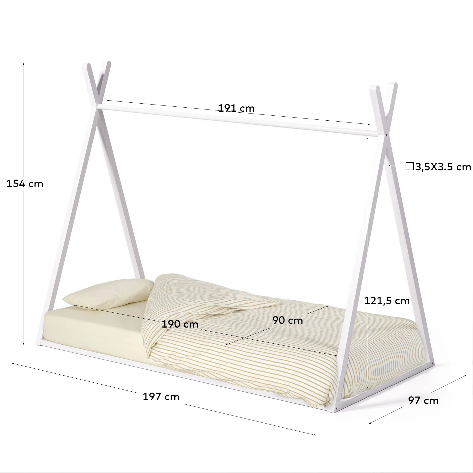 Кровать-вигвам La Forma Maralis массива бука белая отделка 90 x 190 см 146037