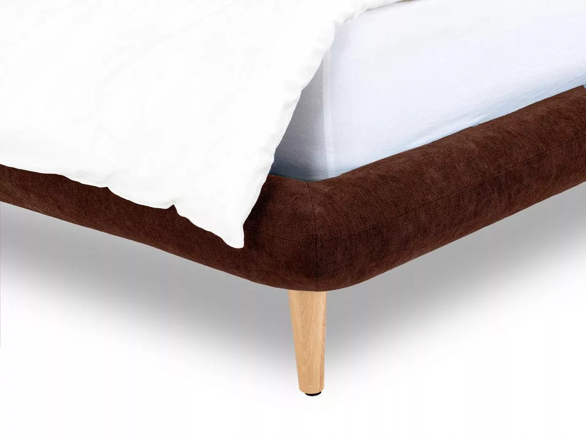 Кровать с мягким изголовьем Loa 160x200 коричневый 464177