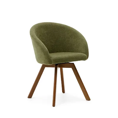 Крутящееся кресло La Forma Marvin зеленый шенил ножки из ясеня 181479
