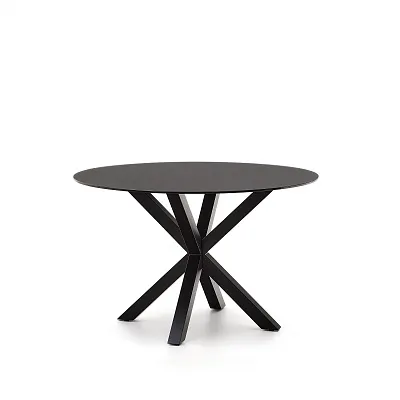 Круглый стол La Forma Argo черное стекло стальные ножки 120 см 190139