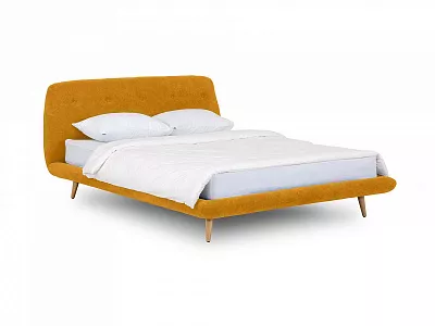Кровать с мягким изголовьем Loa 160x200 желтый 464186