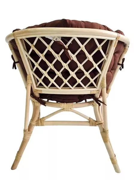 Комплект мебели из ротанга Багама дуэт с круглым столом натуральный подушки твил полные коричневые