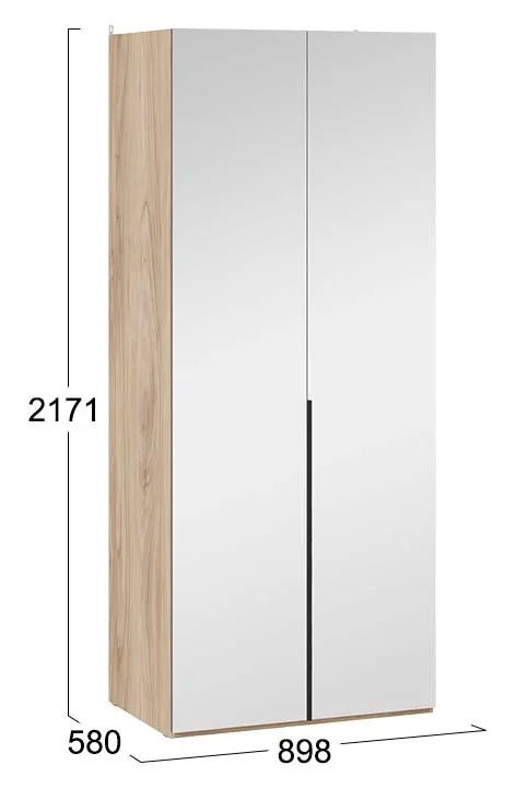 Шкаф для одежды с зеркальными дверями Порто яблоня беллуно графит софт СМ-393.07.004