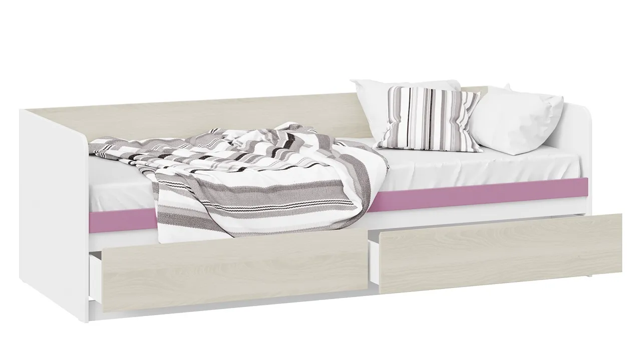 Кровать 80х200 с накладкой Сканди дуб гарден белый лиловый СМ-386.12.002