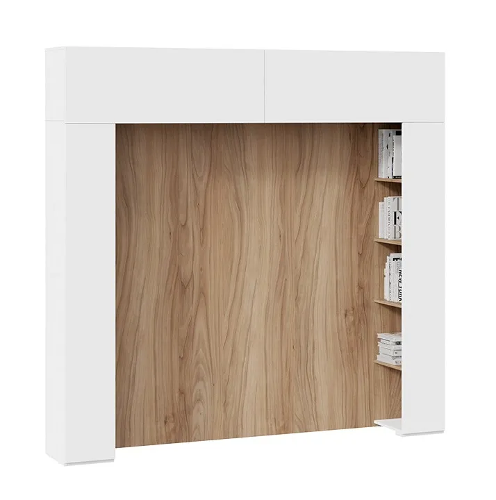 Шкаф навесной со стеллажами и панелями Порто белый жемчуг яблоня беллуно белый софт СМ-393.21.022-23