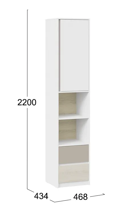 Шкаф комбинированный с накладкой Сканди дуб гарден белый глиняный серый СМ-386.07.20-20
