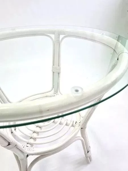 Комплект мебели из ротанга Багама дуэт с круглым столом белый (подушки шенилл полные светлые)