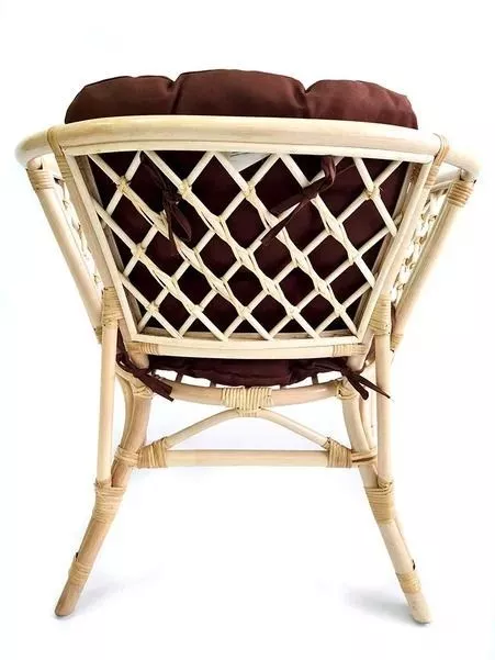 Комплект мебели из ротанга Багама дуэт с круглым столом натуральный подушки твил обычные коричневые