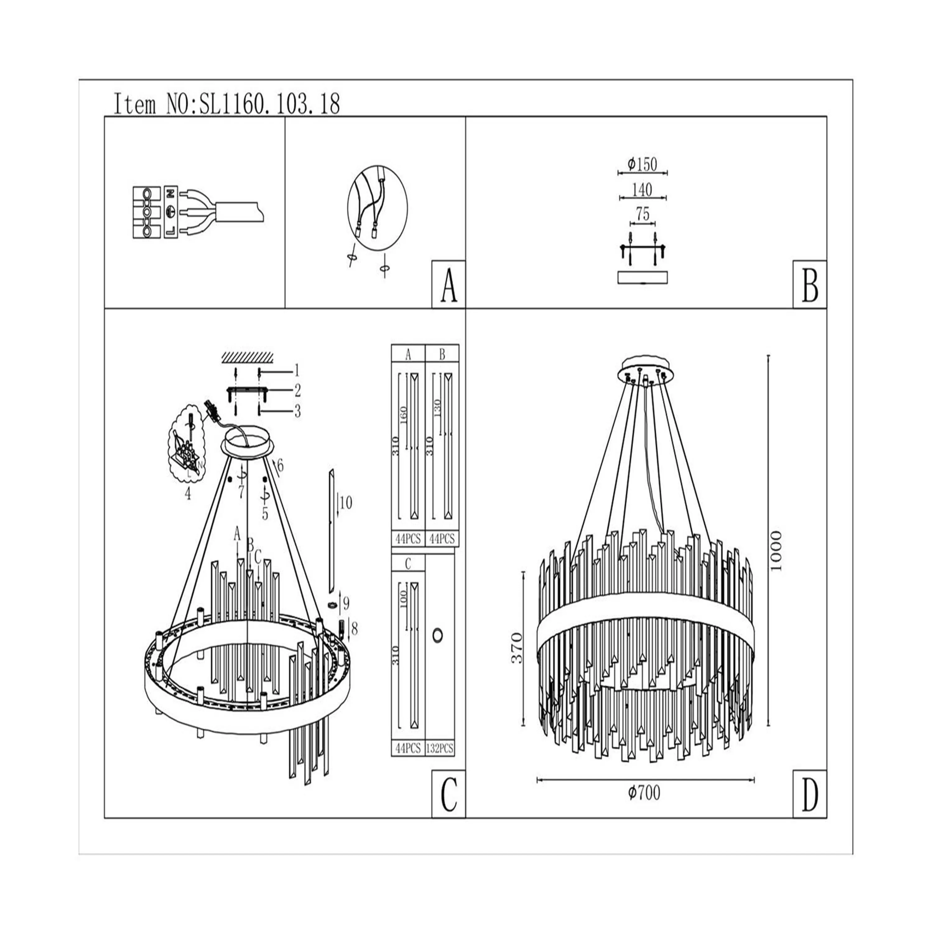 Подвесная люстра ST LUCE BAFO SL1160.103.18