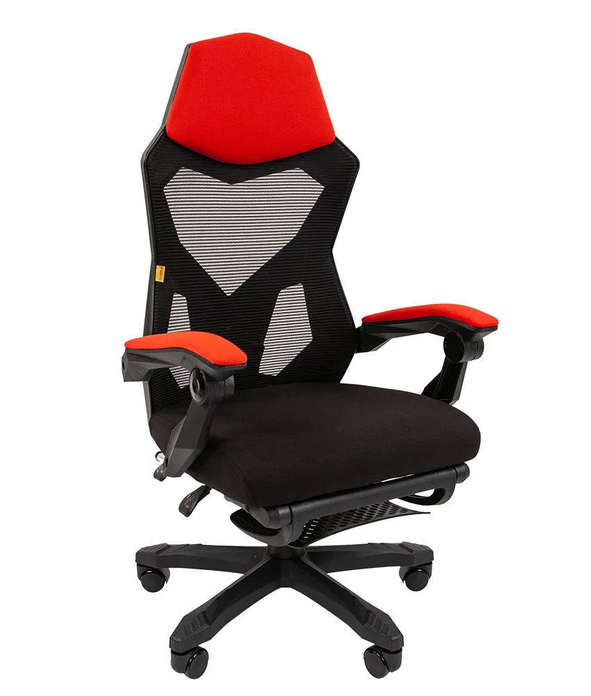 Кресло руководителя CHAIRMAN CH571 черный / красный с подставкой для ног