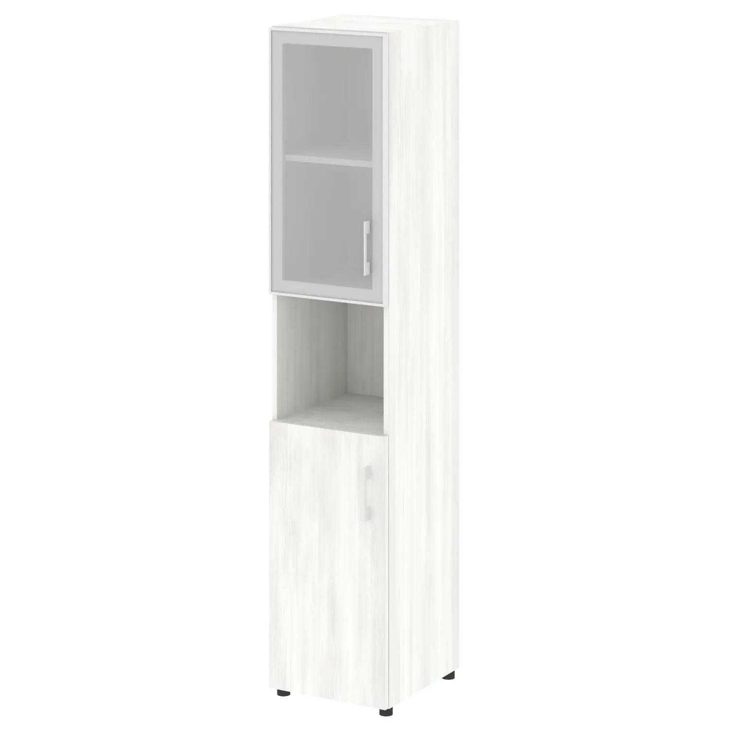 Шкаф левый (1 низкий фасад +1 низкий фасад стекло белое в раме) Riva YALTA LT.SU-1.4 R (L) white