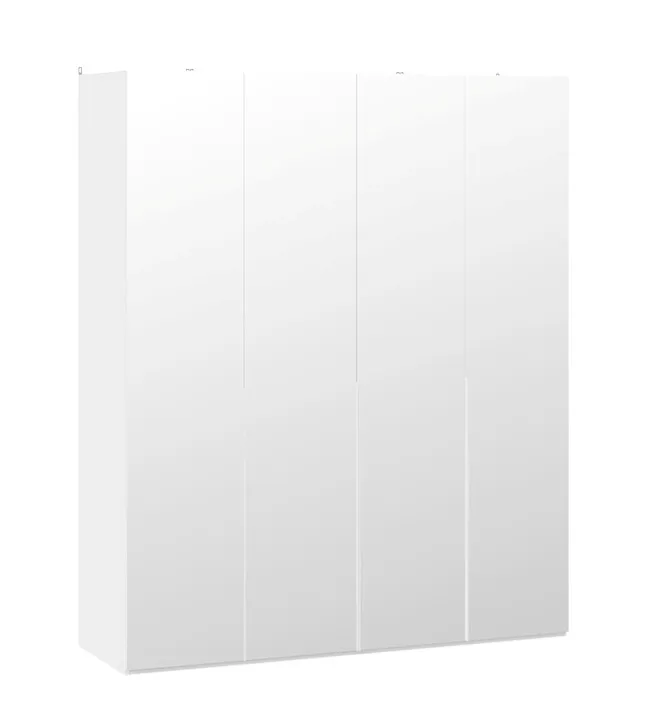 Шкаф для одежды с 4 зеркальными дверями Порто белый жемчуг белый софт СМ-393.07.109