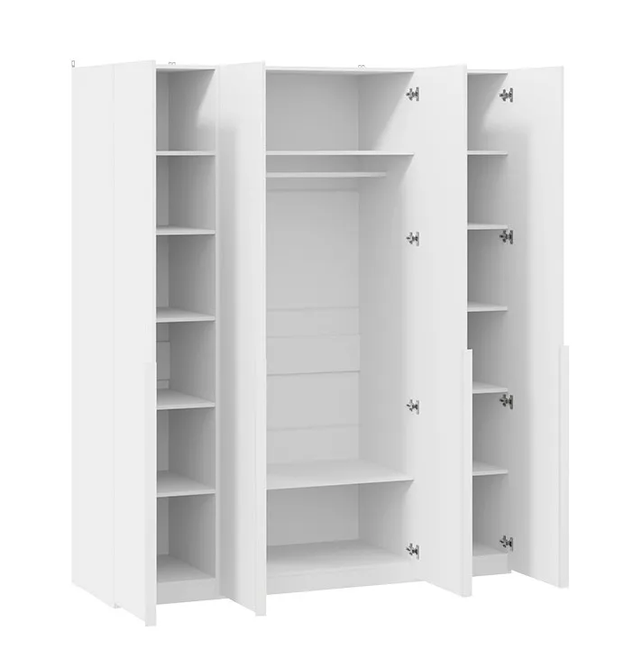 Шкаф для одежды с 4 глухими дверями Порто белый жемчуг белый софт СМ-393.07.110