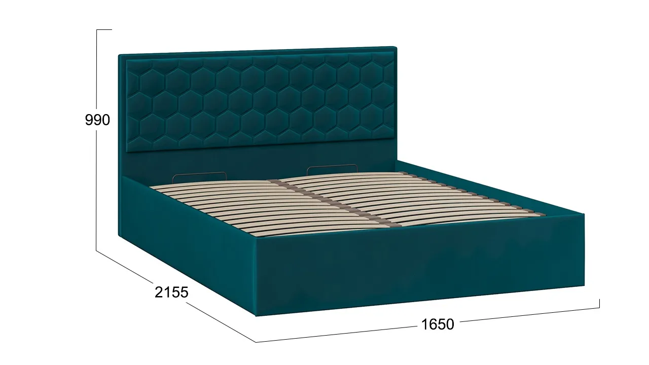 Кровать 160х200 с подъемным механизмом и заглушиной Порто велюр Confetti Izumrud