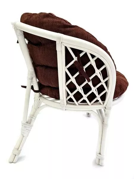 Кресло из ротанга Багама белый матовый (подушки шенилл полные коричневые)