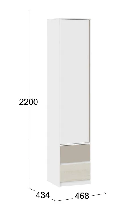 Шкаф для белья комбинированный с накладкой Сканди дуб гарден белый глиняный серый СМ-386.07.21-20