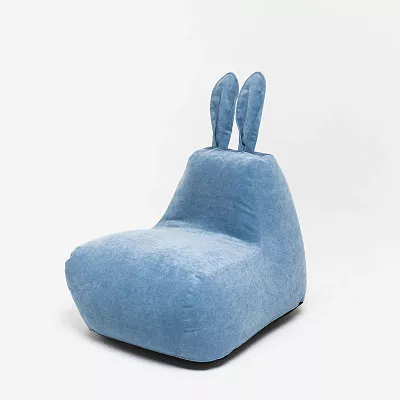Кресло-мешок Зайчик велюр голубой
