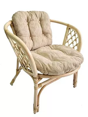 Кресло из ротанга Багама натуральный (подушки шенилл обычные светлые)