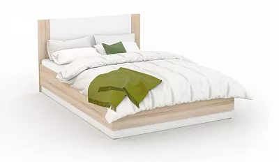 Двуспальная кровать с подъемным механизмом Аврора 160 см Дуб Сонома / Белый