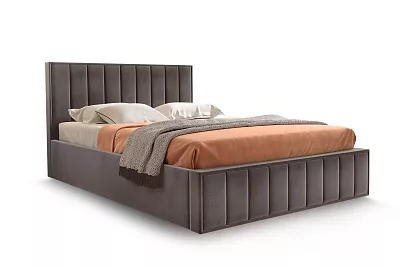 Кровать Вена 1400  с ПМ и бельевым ящиком мора коричневый