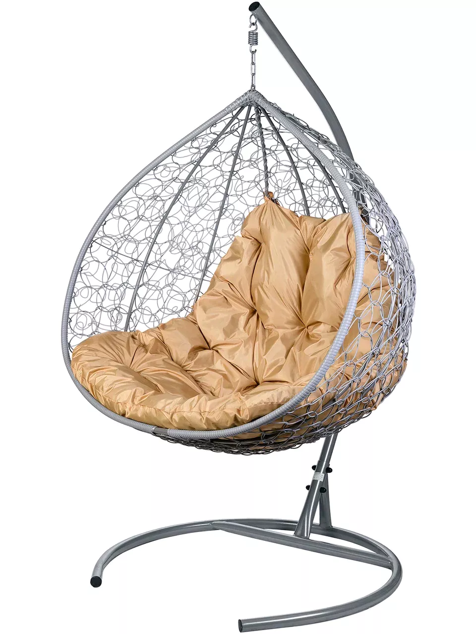 Двойное подвесное кресло Bigarden Gemini gray с бежевой подушкой