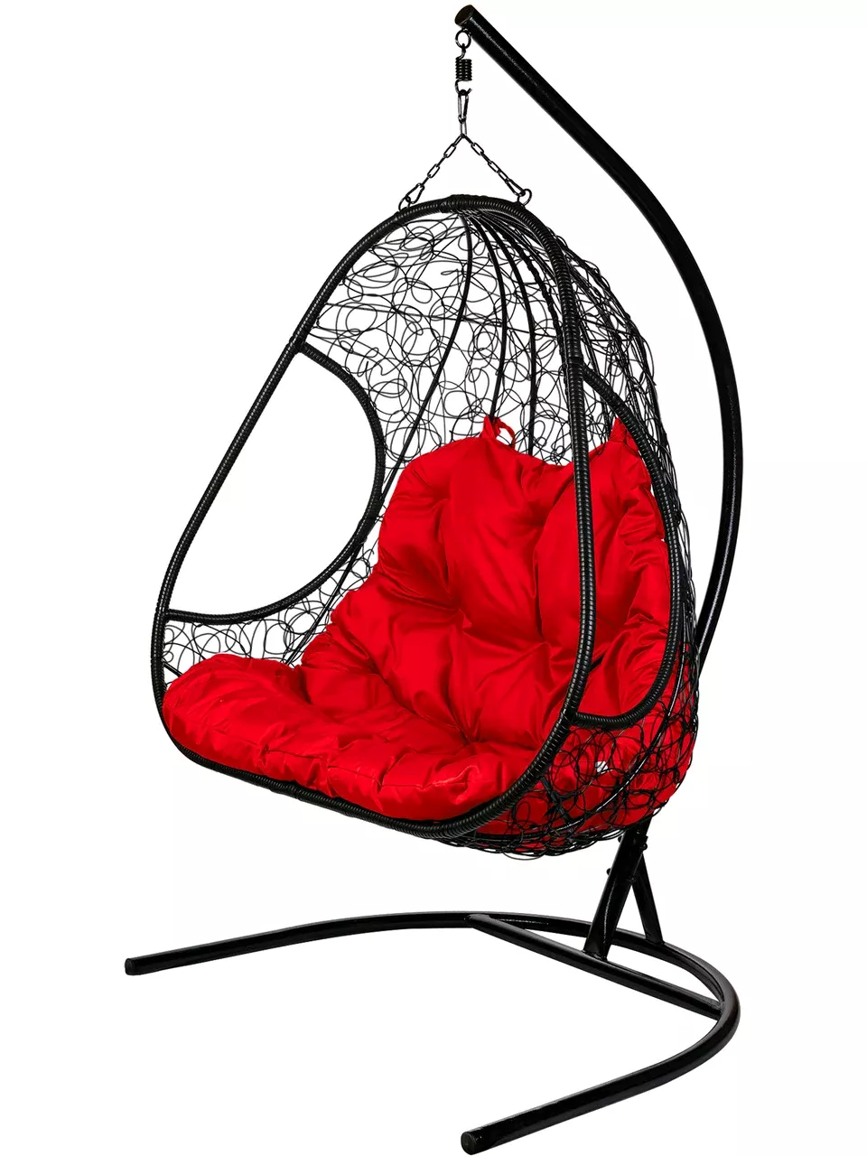 Двойное подвесное кресло Bigarden Primavera Black с красной подушкой