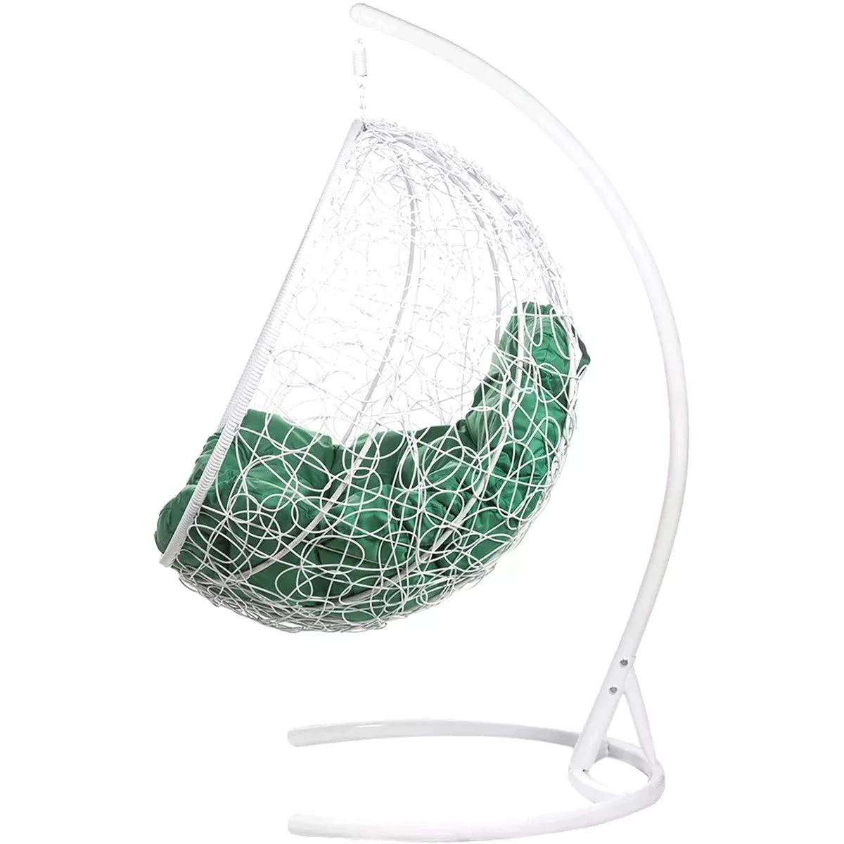 Двойное подвесное кресло Bigarden Gemini white с зеленой подушкой