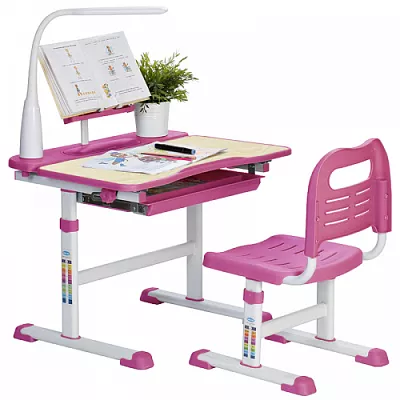 Комплект парта и стул (растущие) SET HOLTO-17А Клен Розовый