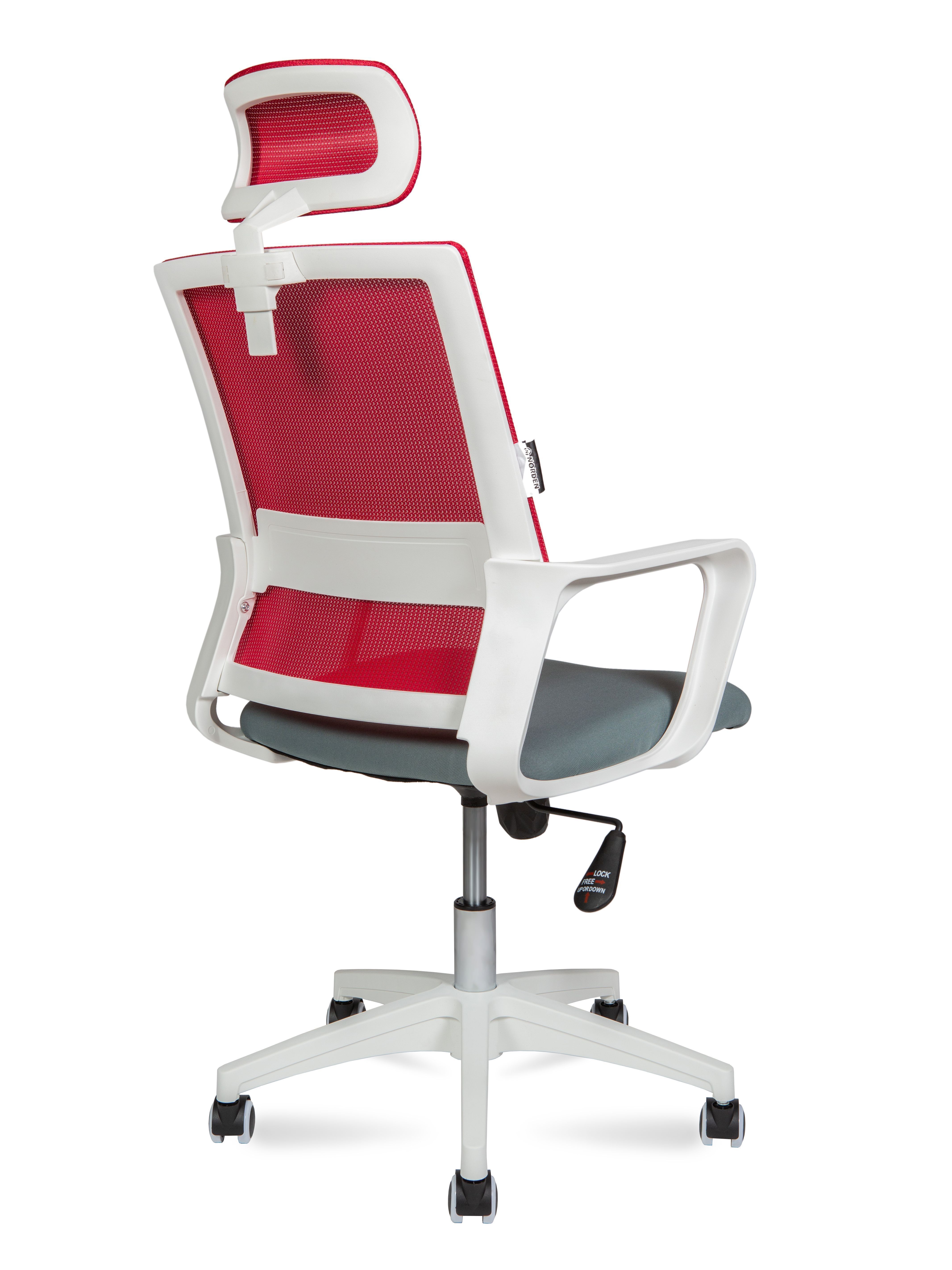 Кресло компьютерное Бит с подголовником белый пластик красный / темно-серый 815AW-AF08-T58 NORDEN