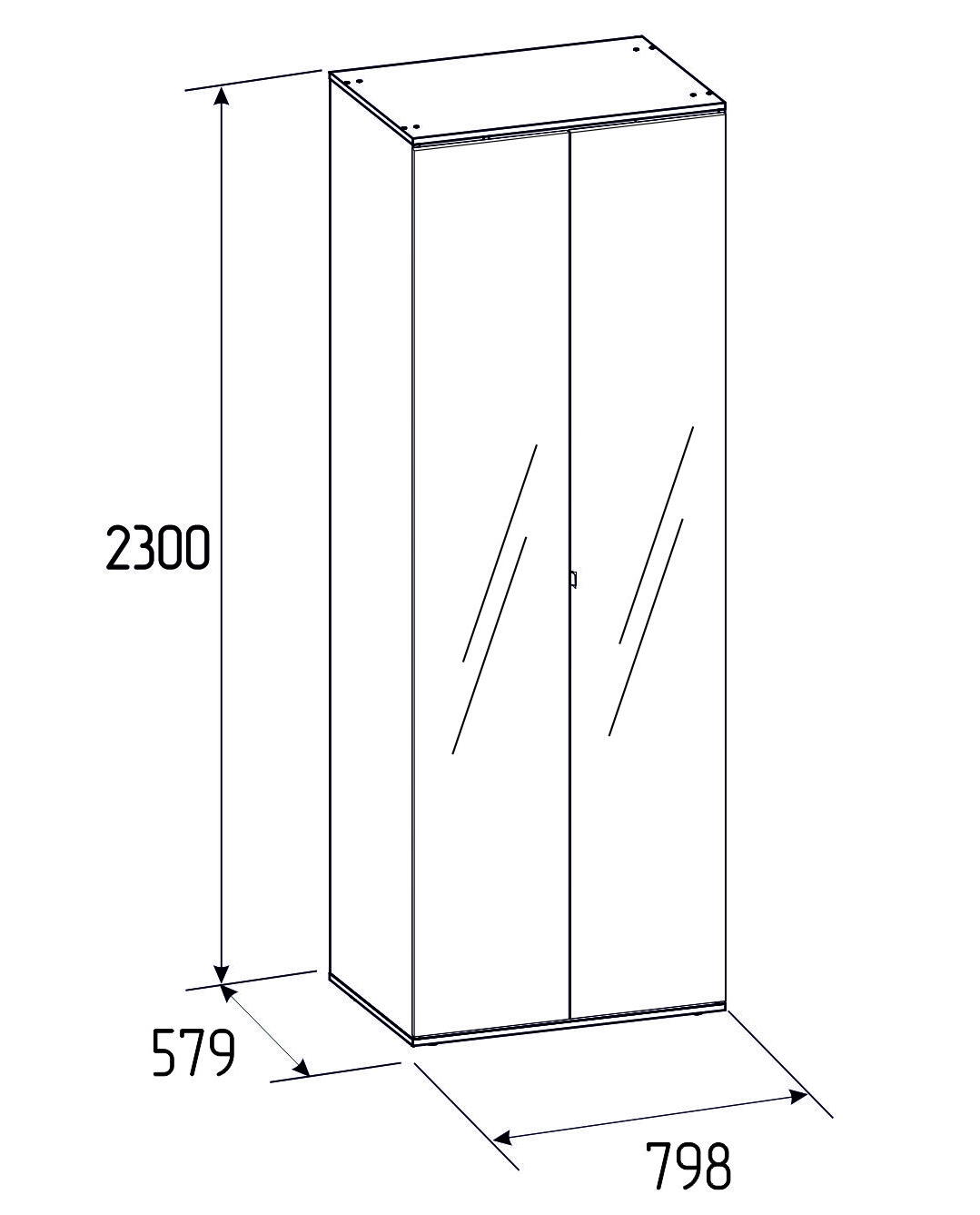 Шкаф для одежды Neo 54 Дуб Шавиниган (с 2 зеркалами)