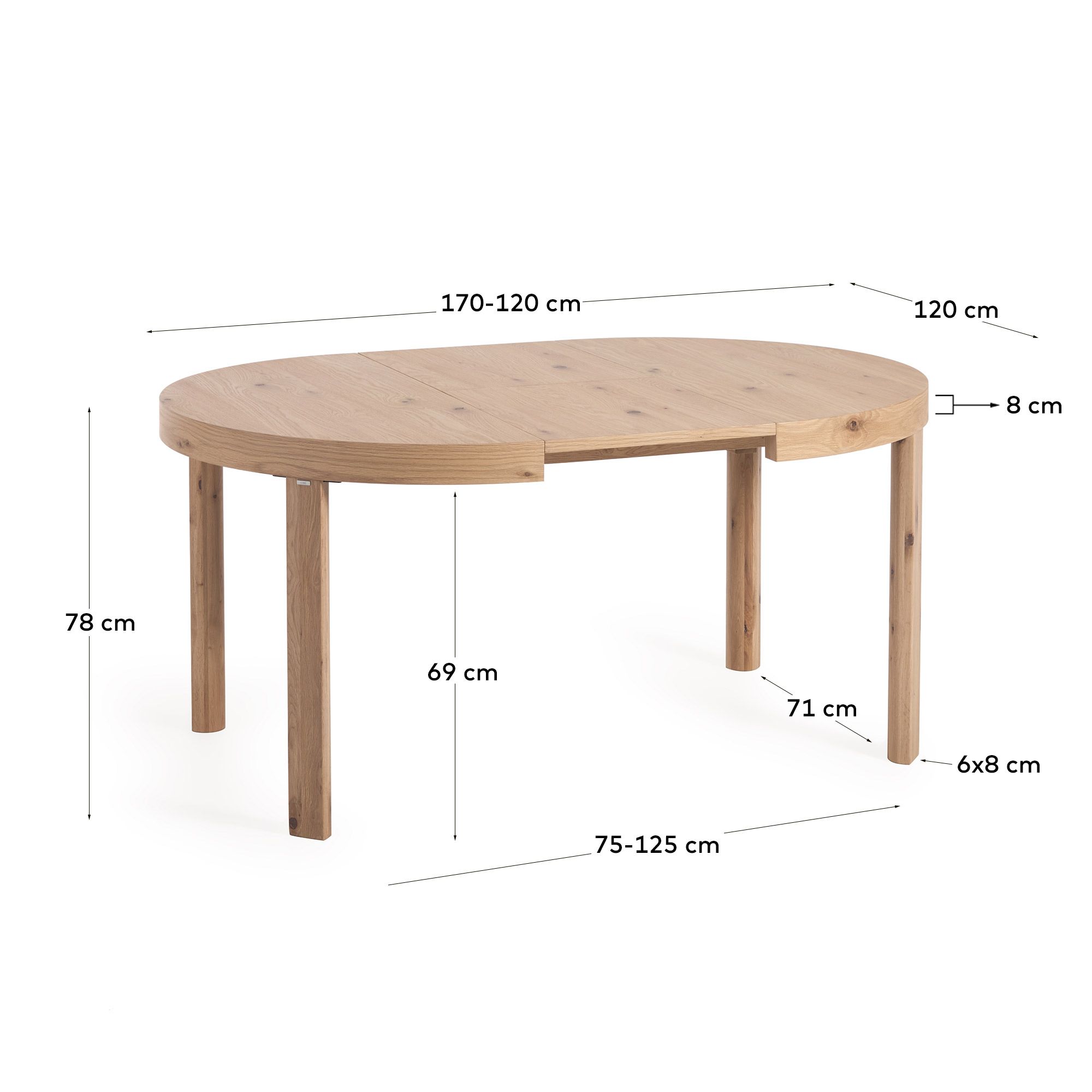 Стол La Forma Extendable раздвижной круглый с дубовым шпоном d 120