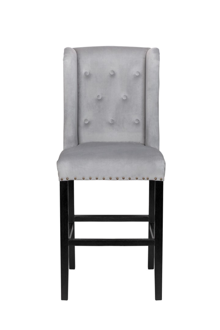 Дизайнерский барный стул Skipton Grey Velvet Серый