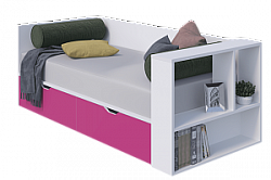 Кровать односпальная с ящиками Акварель Малина