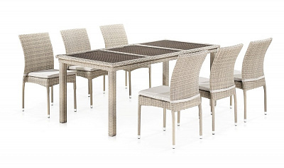 Комплект плетеной мебели Afina Garden T365 Y380C-W85 6PCS Latte (6+1) + подушки Бежевый
