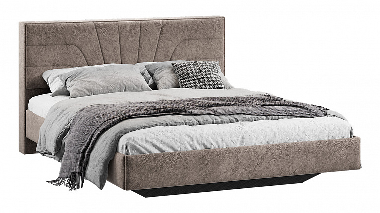 Кровать без подъемного механизма Пандора Трия Тип 1 Микровелюр Wellmart Latte 1600x2000