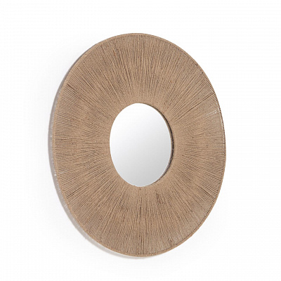 Круглое зеркало La Forma Damira из джута с натуральной отделкой d 60 см