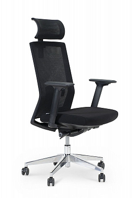 Кресло руководителя (эргономичное) NORDEN Партнер aluminium черный CH-202A-OA2000*OS800